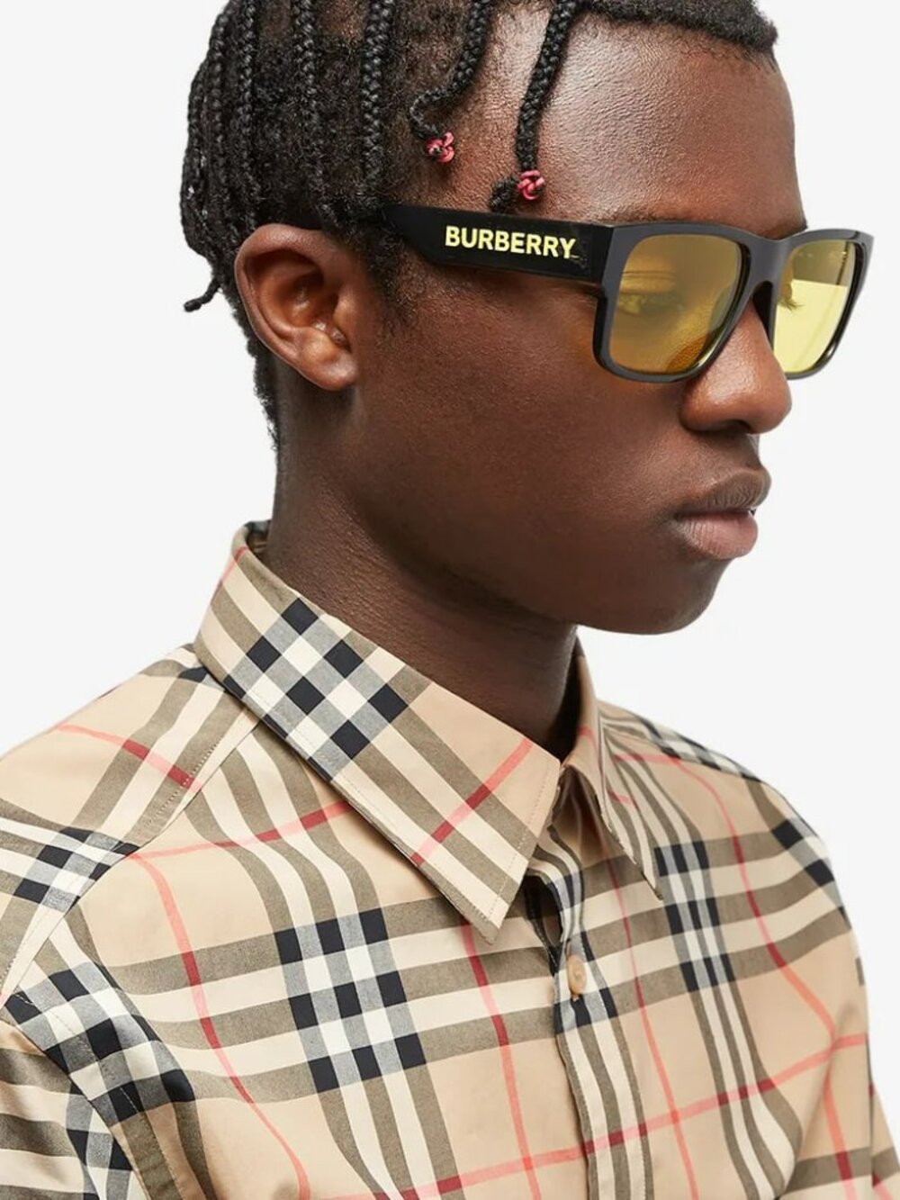 BURBERRY BE4358 300185 BLACK YELLOW SQUARE SUNGLASSES